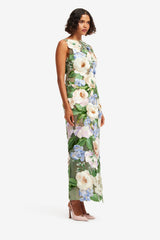 Fleur Floral Hand-Embroidered Backless Maxi Dress - Blossom
