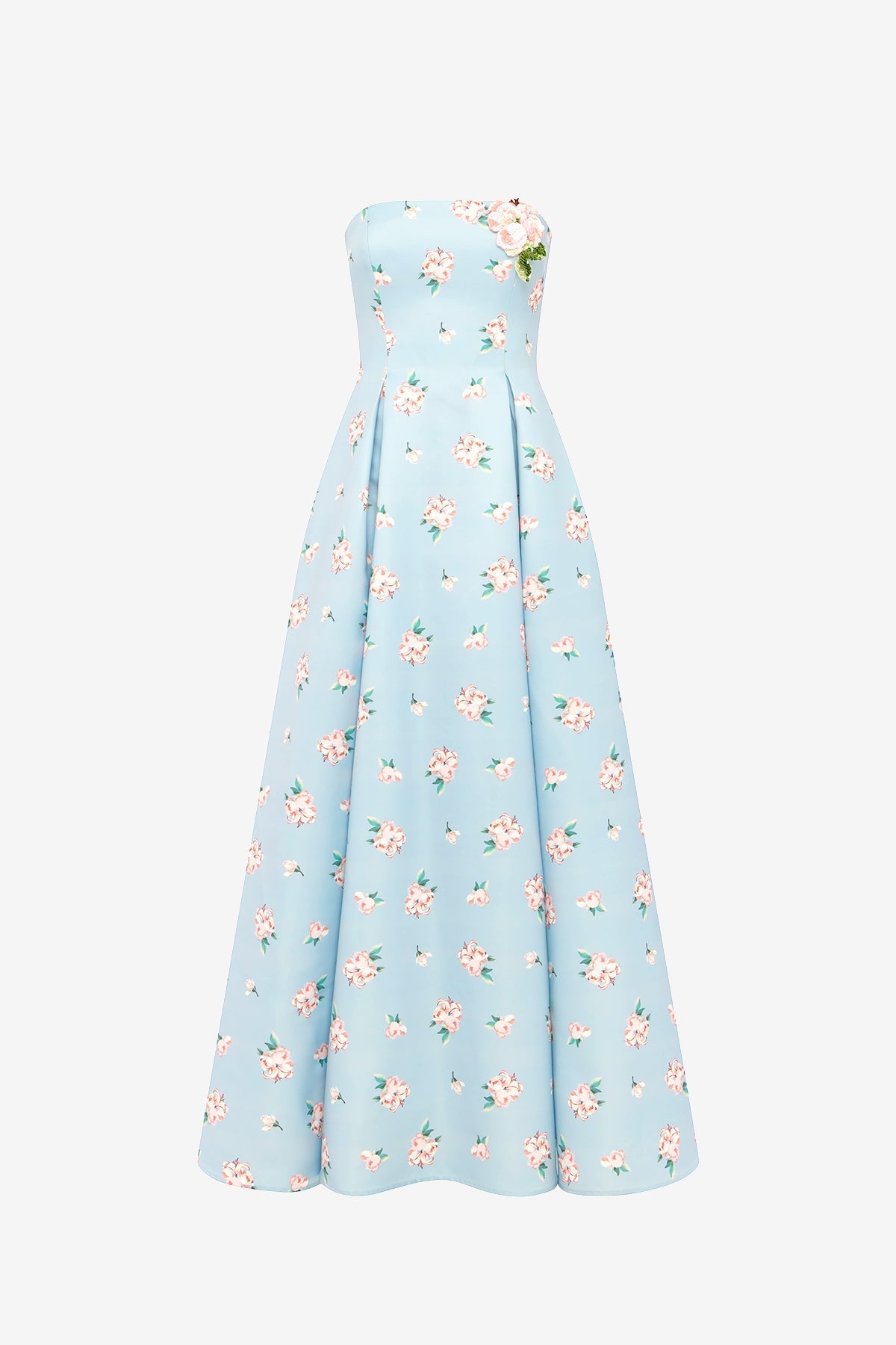 Nora Bustier Maxi Dress - Ditsy Floral Print in Blue