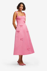 Beatrice Bow Midi Dress - Fuchsia