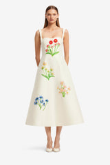 Beatrice Embellished Wool Midi Dress - Wildflower