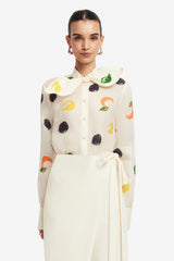 Cora Bow Blouse - Citrus Spots
