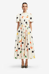 Bianca Short Sleeve Midi Dress - Citrus Spots
