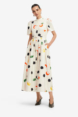 Bianca Short Sleeve Midi Dress - Citrus Spots