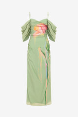 Angeline Maxi Dress - Tulip Print in Green