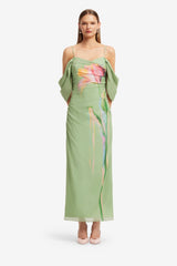 Angeline Maxi Dress - Tulip Print in Green