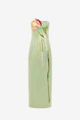 Marilyn Cutout Bustier Maxi Dress - Tulip Print in Green