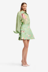 Christina Bow Blouse - Tulip Print in Green