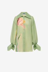Christina Bow Blouse - Tulip Print in Green