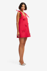 Harper Bow Mini Dress - Vermilion