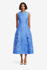 Cleo Appliqué Sleeveless Midi Dress - Azure