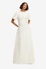 Alice Appliqué Short Sleeve Maxi Dress - Snow