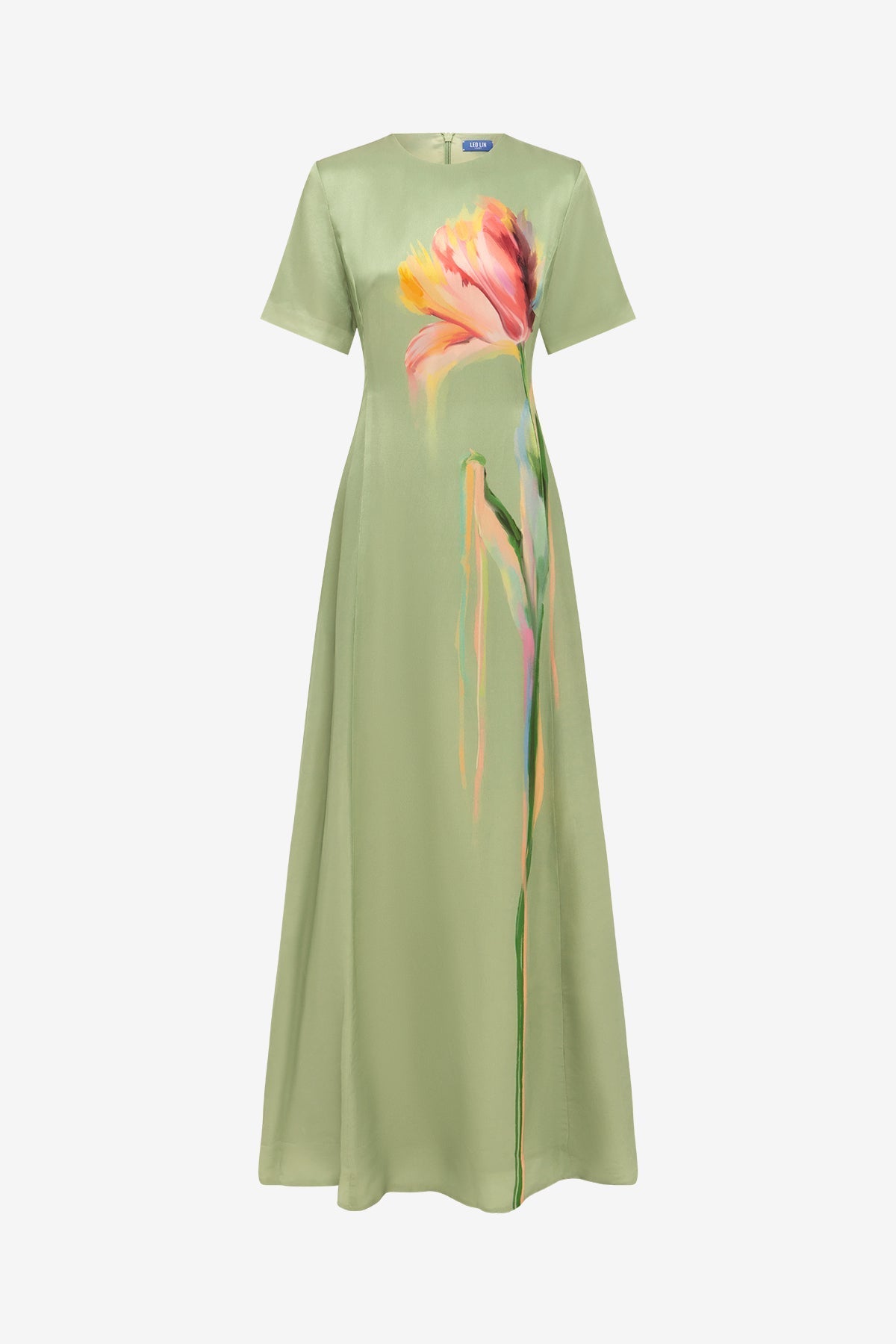 Alice Short Sleeve Maxi Dress - Tulip Print in Green