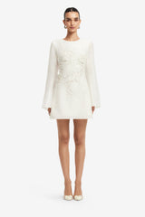 Suzanne Appliqué Bell Sleeve Mini Dress - Snow