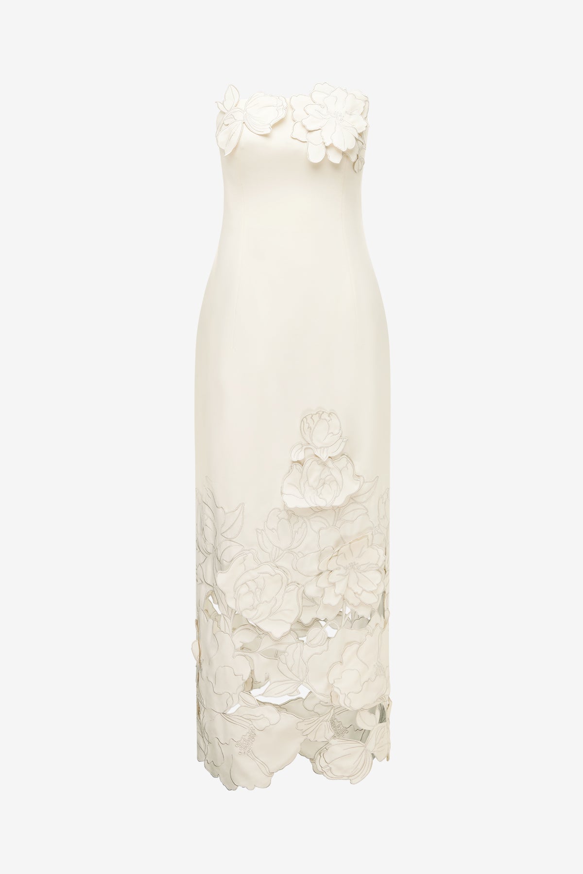 Rayna Appliqué Bustier Maxi Dress - Vanilla