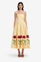 Lynn Embellished Rose Bustier Midi Dress - Butter