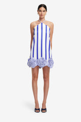 Suzy Striped Halterneck Mini Dress - Navy