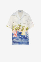 Casey Silk Button Shirt - Nautical Print