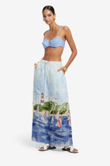Jamie Wide Leg Pants - Nautical Print