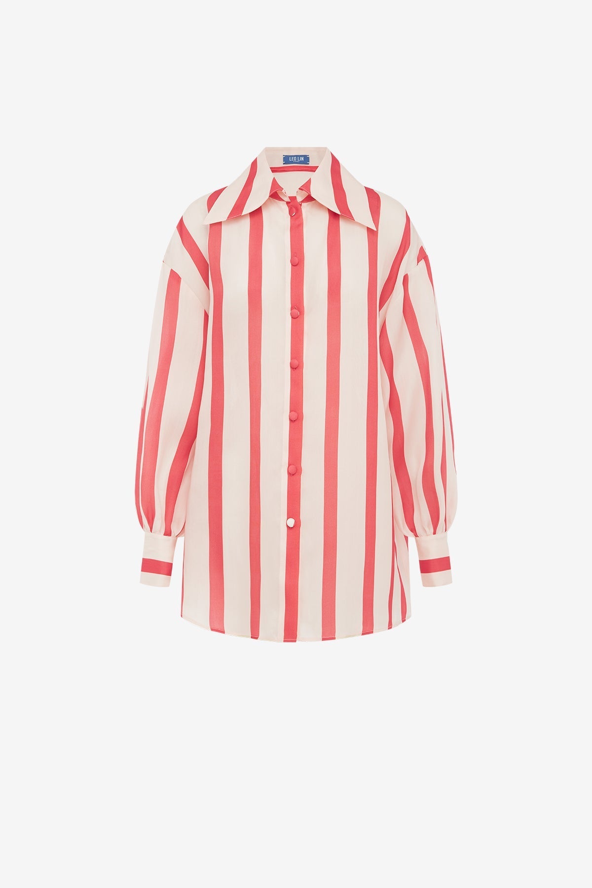 Kathleen Striped Silk Blouse - Scarlet