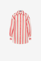 Kathleen Striped Silk Blouse - Scarlet