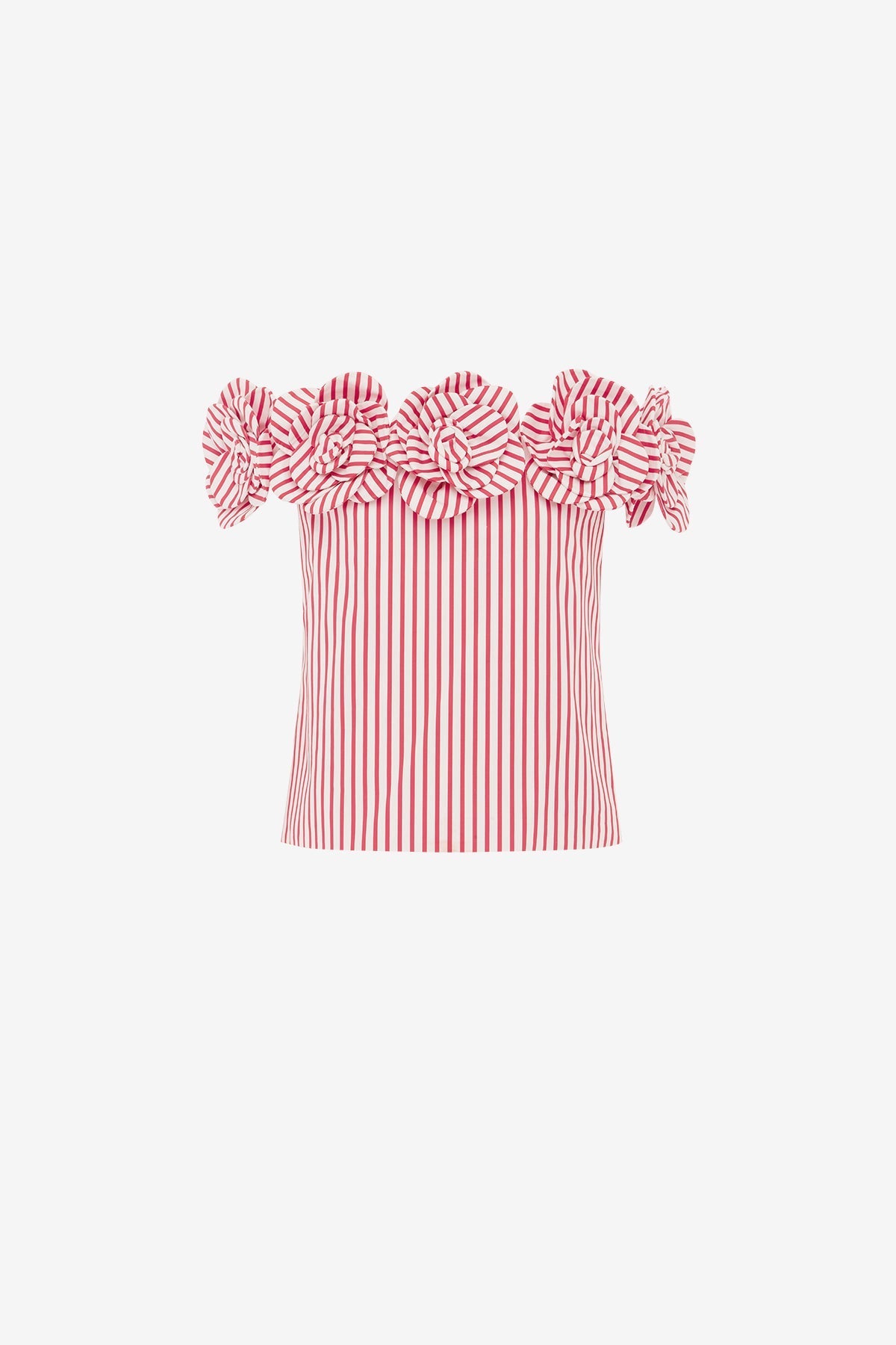 McKayla Off-Shoulder Top - Stripes in Scarlet