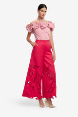 Theodora Palm Pants - Scarlet