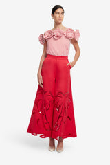 McKayla Off-Shoulder Top - Stripes in Scarlet