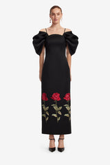 Arabella Embroidered Maxi Dress - Ebony