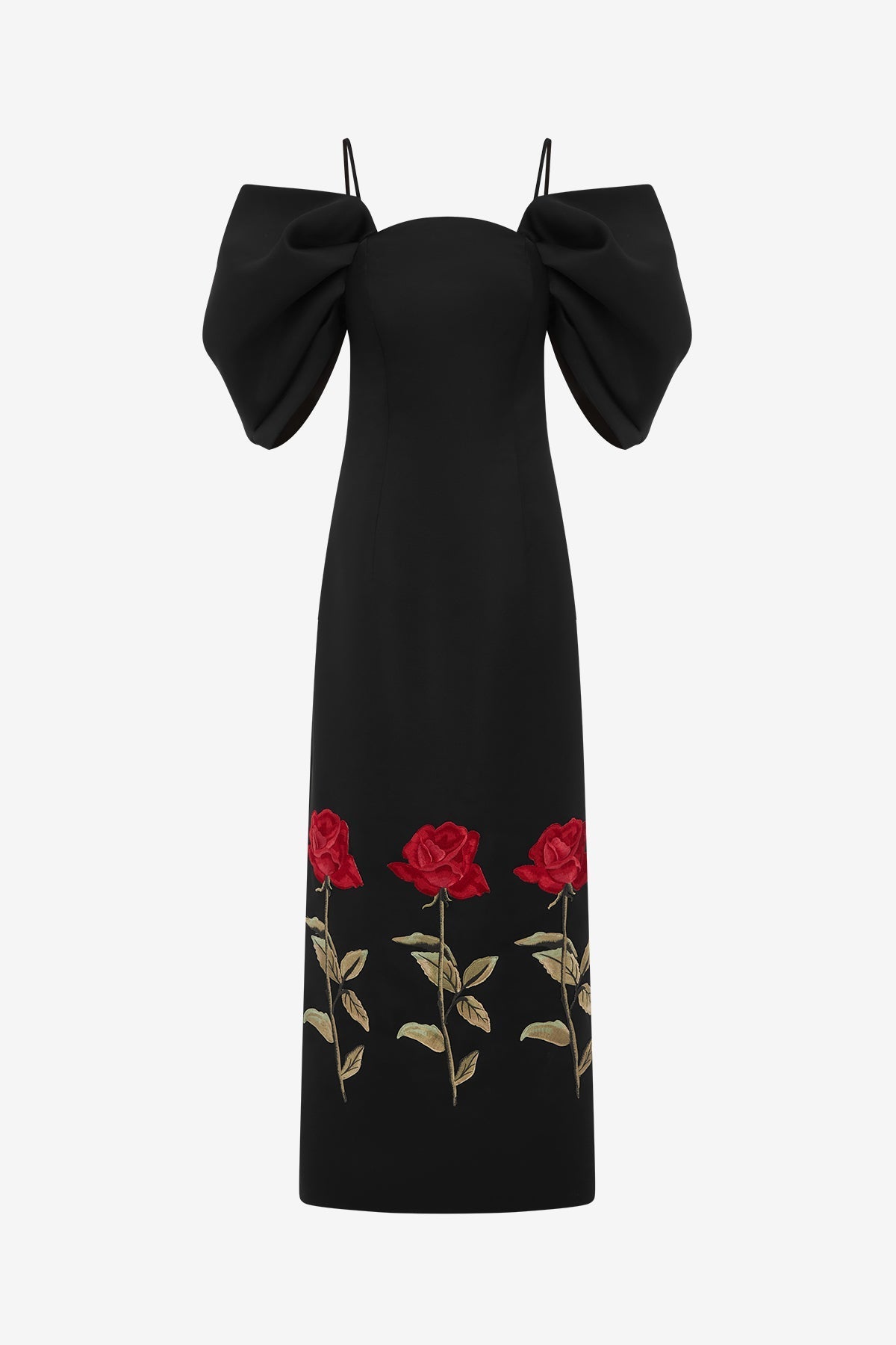 Arabella Embroidered Maxi Dress - Ebony