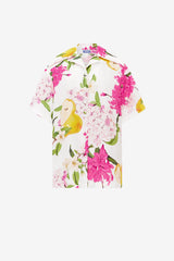 Casey Silk Button Shirt - Floral Pear Print