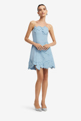 Ayla Appliqué Bustier Mini Dress - Baby Blue