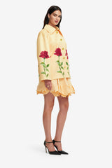 Leyna Embellished Rose Jacket - Butter