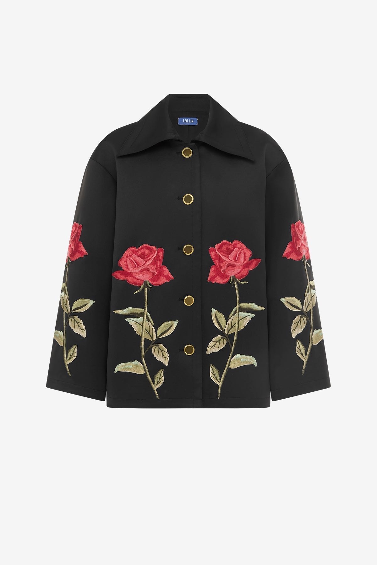 Leyna Embellished Rose Jacket - Ebony