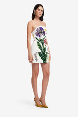 Zaria Beaded Bustier Mini Dress - Wildflowers