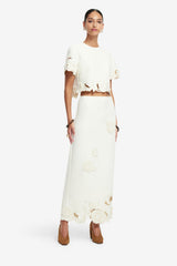 Kyra Appliqué Maxi Skirt - Vanilla