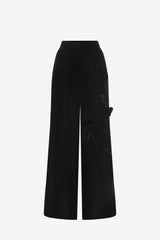 Elisha Velvet Wide Leg Pants - Ebony