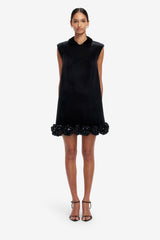 Lingyu Velvet Embellished Mini Dress - Ebony