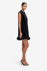 Lingyu Velvet Embellished Mini Dress - Ebony