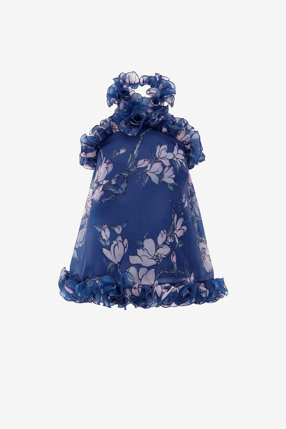 Michelle Ruffled Halterneck Top - Midnight Magnolia Print