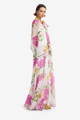 Lilith Tie Neck Maxi Dress - Floral Pear Print