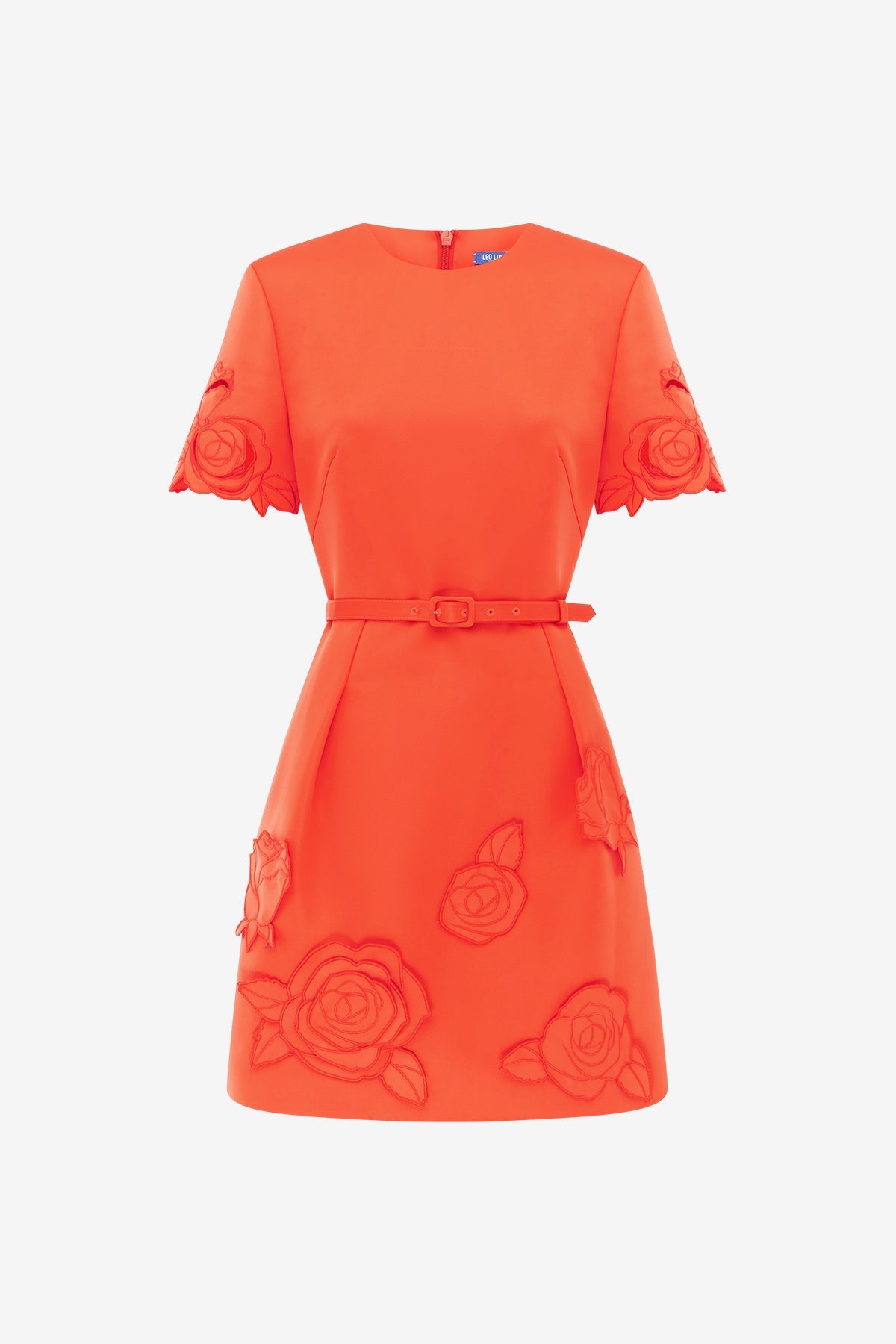 Aurelie Appliqué Short Sleeve Mini Dress - Saffron