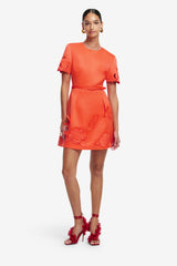 Aurelie Appliqué Short Sleeve Mini Dress - Saffron