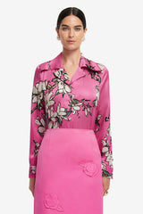 Sandra Silk Blouse - Pink Magnolia Print