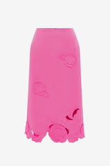 Carly Appliqué Midi Skirt - Pink