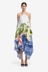 Sally Halterneck Maxi Dress - Nautical Print