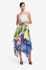 Sally Halterneck Maxi Dress - Nautical Print