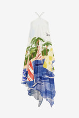 Sally Halterneck Maxi Dress - Nautical Print