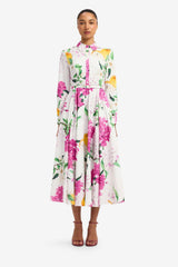 Zara Shirt Midi Dress - Floral Pear Print