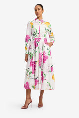 Zara Shirt Midi Dress - Floral Pear Print