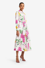 Zara Shirt Midi Dress - Floral Pear Print
